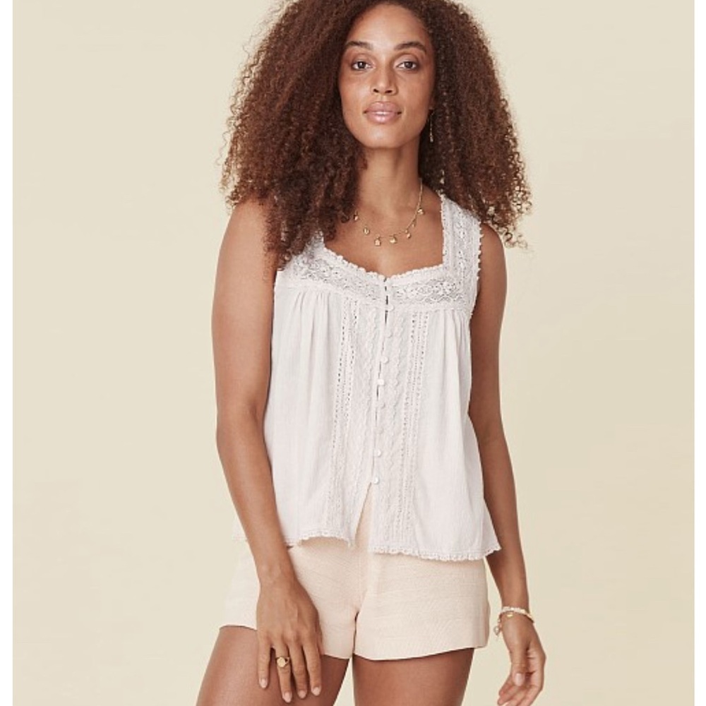 Spell Cassie White Lace Tank Blouse Size XL EUC